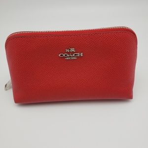 Coach Red Crossgrain Leather Cosmetic Case F57857